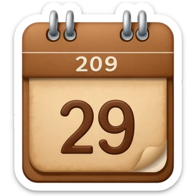 brown date calendar with number 29 sticker