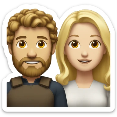 White man brown hair and beard white woman blonde hair  sticker