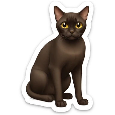 dark brown Burmese Cat Full Body sticker