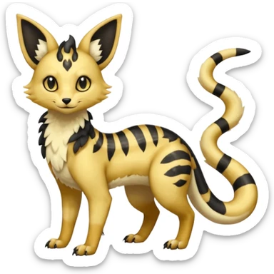 Shiny whitish golden brown beige Goldilocks cream-colored Celestial Salandit-Umbreon-Genet-Noivern-Noibat-Serval-Hybrid (Full body) sticker