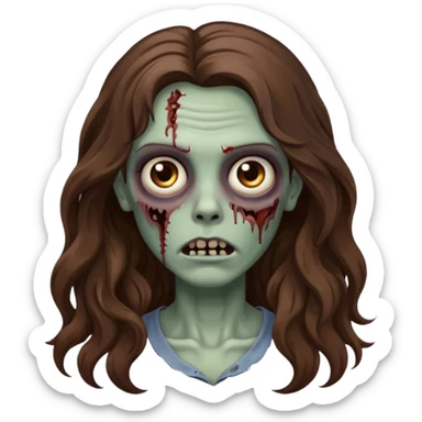 zombie com cabelo ondulado longo marrom legal sticker