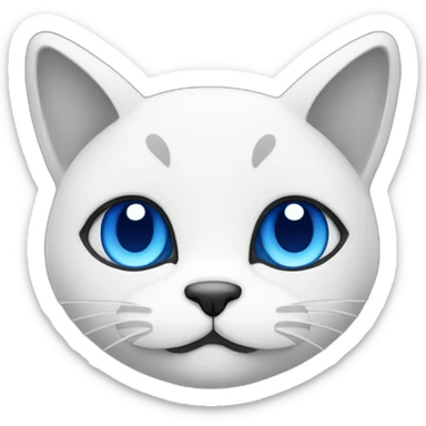 Blue simplistic sketch of a cute cat face sticker