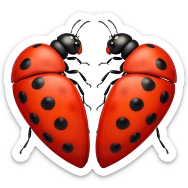 two ladybugs facing each other forming a heart sticker