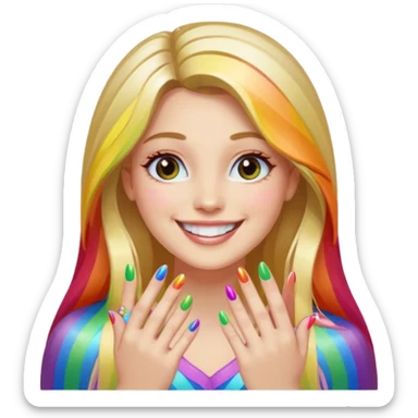 long haired woman rainbow nail art sticker