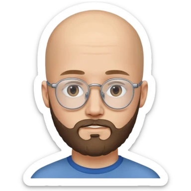 он лысый должен быть очень молодой парень лет 18 , очень тонкие очки, а так же борода sticker