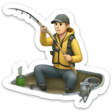 Guy fishing on the sea sticker