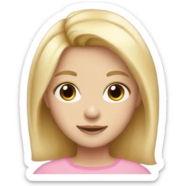 girl with blonde hair, pale skin, brown eyes and wearing pink  sticker