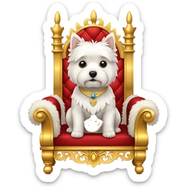a cute west highland terrier sitting on a throne sticker