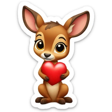bambi holding a heart sticker