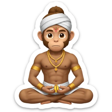 Hanuman ji monkey face hunk build body having mukut and dhoti and should be seated in pease to pray Ramji sticker