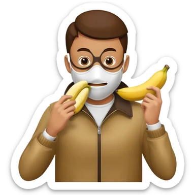 A man stealing out of a bank while eating a banana  sticker