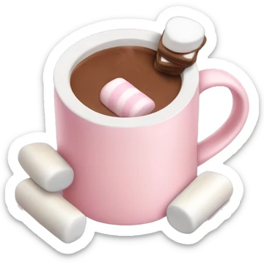 Light Pink mug of hot chocolate with marshmallows  sticker