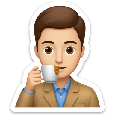 The marketer drinks coffee. sticker