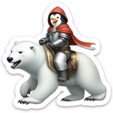 penguin knight riding a polar bear sticker