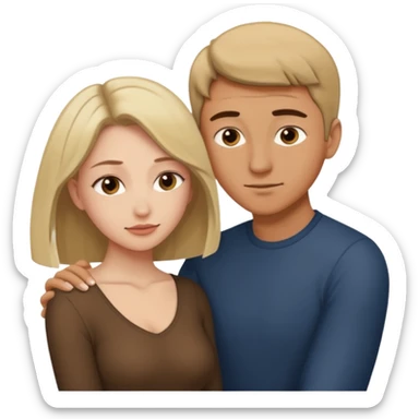 A woman bending down with a man over her sticker