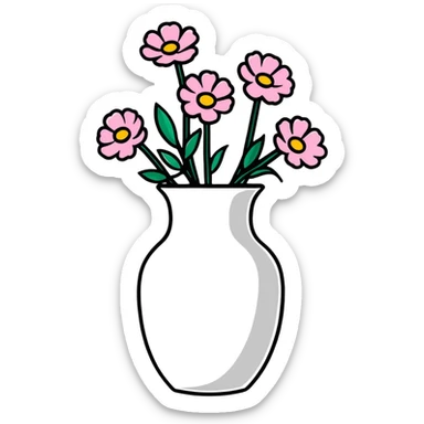 Pink flowers in a white vase sticker