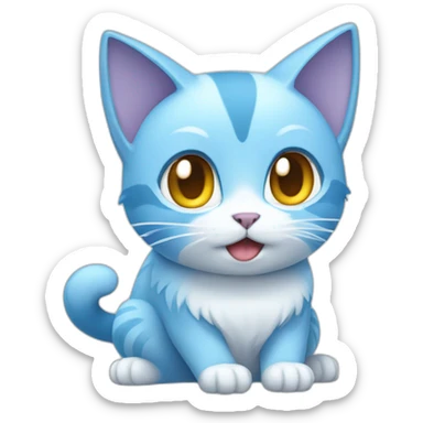 Sitting-bicolor-light-blue-cat-ice-pokemon sticker