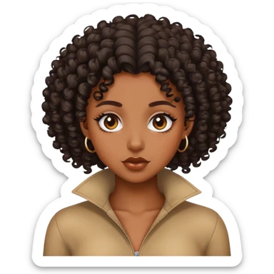 black girl with curly hair baddie sticker