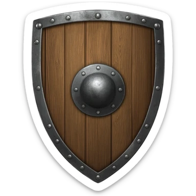 Medieval wooden shield sticker