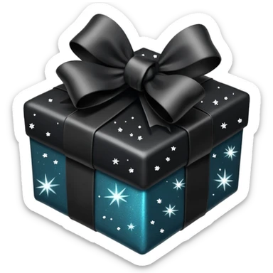 black present with black sparkling bow  sticker