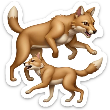A cougar attacking a coyote sticker