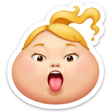 Little fat girl farting with tongue out  sticker