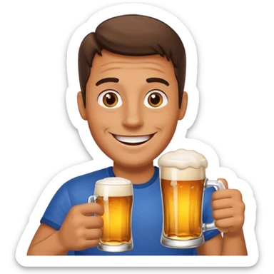 drunk man with a glass of beer sticker