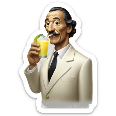 Dali drinking pina colada sticker