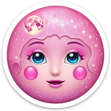 Pink sparkly moon sticker