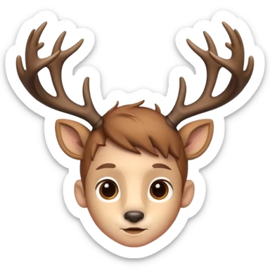 cute deer boy with antlers, bambi boy hybrid, ios emoji style sticker