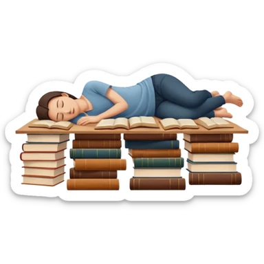 books scattered full body over it closed eyes  sticker