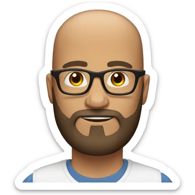 no hair men with brown beard and glasses sticker