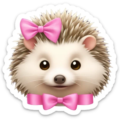 hedgehog with pink bow  sticker