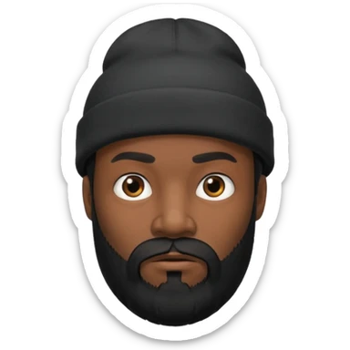 A dark-skinned man with a black beanie, and a full beard, giving him a thief-like appearance. sticker