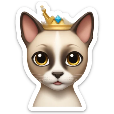 Siamese cat with a princess dress and crown  sticker