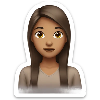 Girl with brown straight hair, Brown eyes and Brown skin  sticker