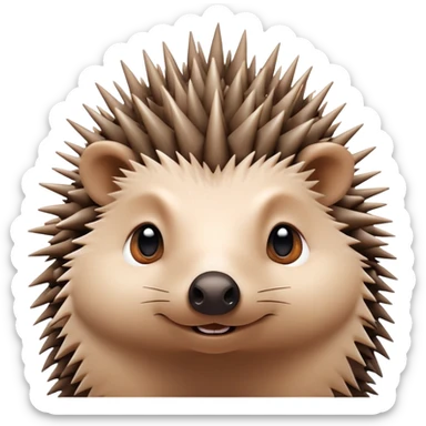 really cute confused hedgehog face with wooden thorny bramble stem wrapped around its forehead, spiky asymmetric thorns, no leaves, only face and neck visible sticker