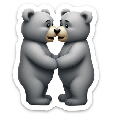 realistic-grey-bears-gives-kiss sticker