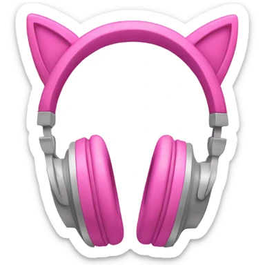 Pink headphones with cat ears sticker