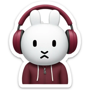 miffy with burgundy headphones sticker