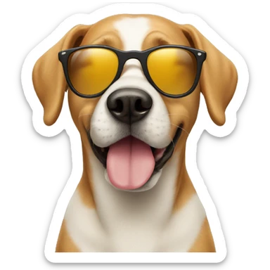 A dog wearing sunglass sticker