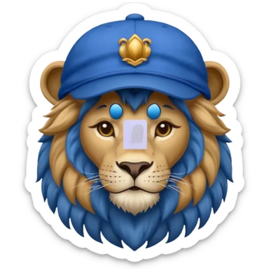 lion with blue hat and jersey sticker