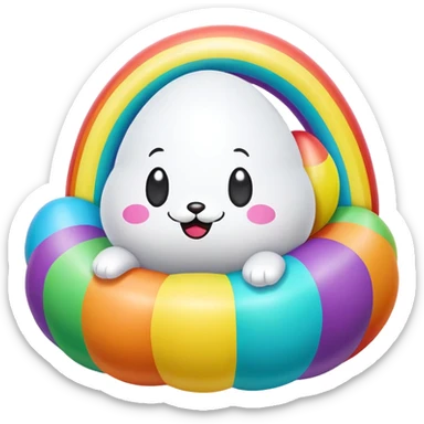easter rainbow inflatable bouncy  poopmoji  sticker