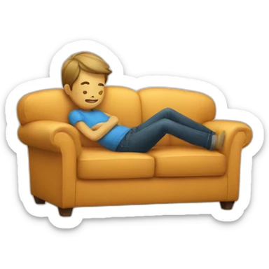 Sofa with boy laying on it sticker
