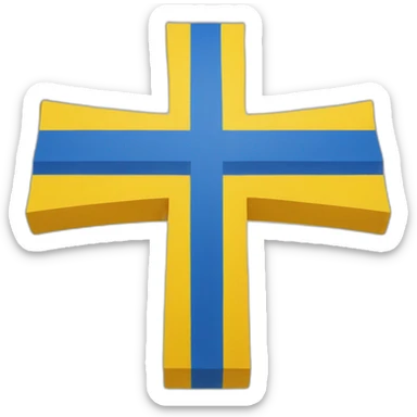 flag emoji with a blue Scandinavian cross with a red outline on a yellow background Ingermanland sticker