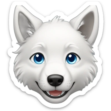 Happy young Wolf white blue eyes short hair sticker
