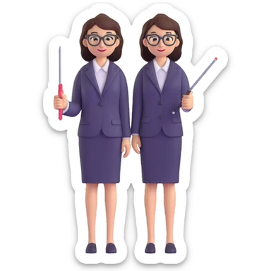 full body profesora with glasses and pointer sticker