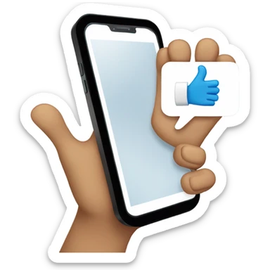 mobile phone with waving hand sticker