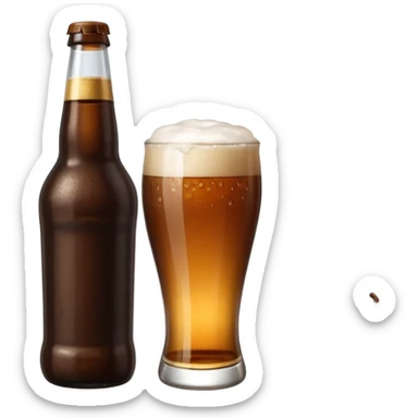 cerveza en botella con grano de café al lado sticker