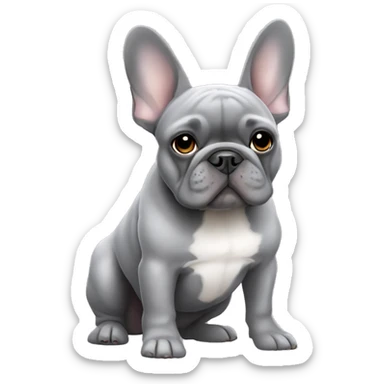 Grey colored French bulldog full body  sticker